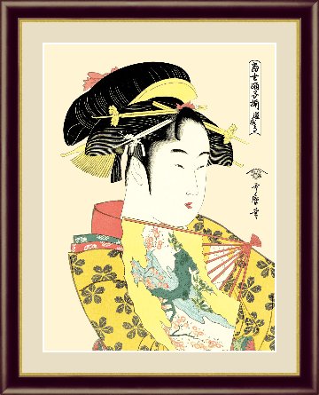 日本の名画　浮世絵  喜多川歌麿画像
