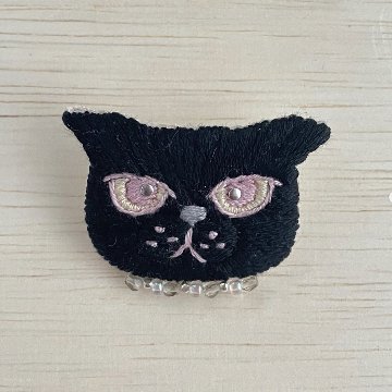 ハンドメイド猫さん刺繍アクセサリー画像