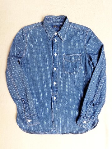 ラルフローレン Ralph Lauren インディゴ染め 水玉 シャツ ポルカドッツ ワークシャツ （USED品）画像