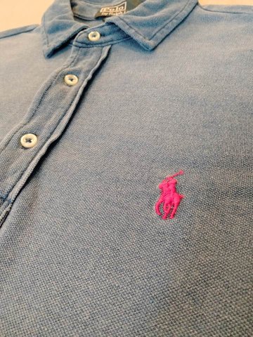 ポロ ラルフローレン Polo Ralph Lauren インディゴ染め ポロシャツ 半袖 シャツ（USED品）画像