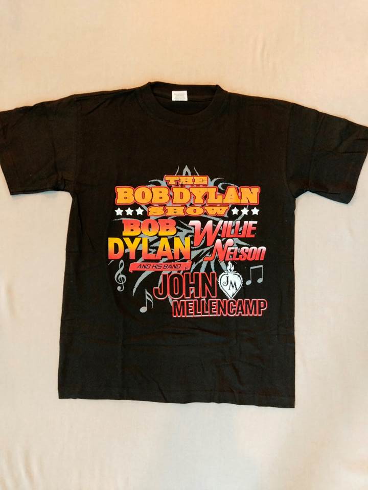 ボブ・ディラン Bob Dylan Tシャツ ブラック 2009 ウィリー・ネルソン ジョン・メレンキャンプ（USED品）画像