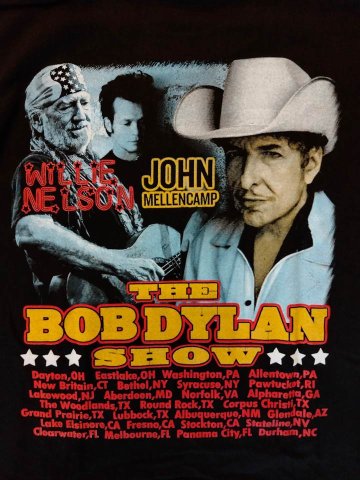 ボブ・ディラン Bob Dylan Tシャツ ブラック 2009 ウィリー・ネルソン ジョン・メレンキャンプ（USED品）画像