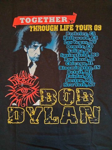 ボブ・ディラン Bob Dylan Tシャツ ブラック 2009 M（USED品）画像