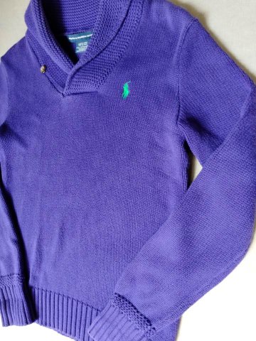 ラルフローレン Ralph Lauren ウィメンズ パープル ショールカラー ニット セーター（USED品）の画像