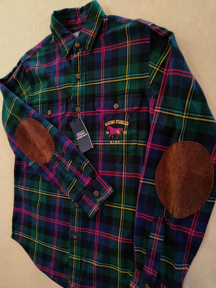 ポロ ラルフローレン シャツ エルボーレザーパッチ タータンチェックの画像