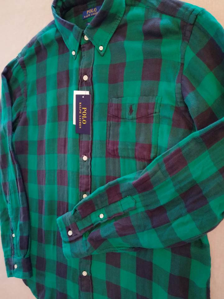 ポロ ラルフローレン ボタンダウンシャツ グリーン ネルシャツの画像