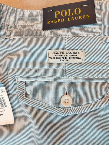 ポロ ラルフローレン Polo Ralph Lauren ストライプ ホワイト×ブルー カーゴ ショーツ ショートパンツ画像