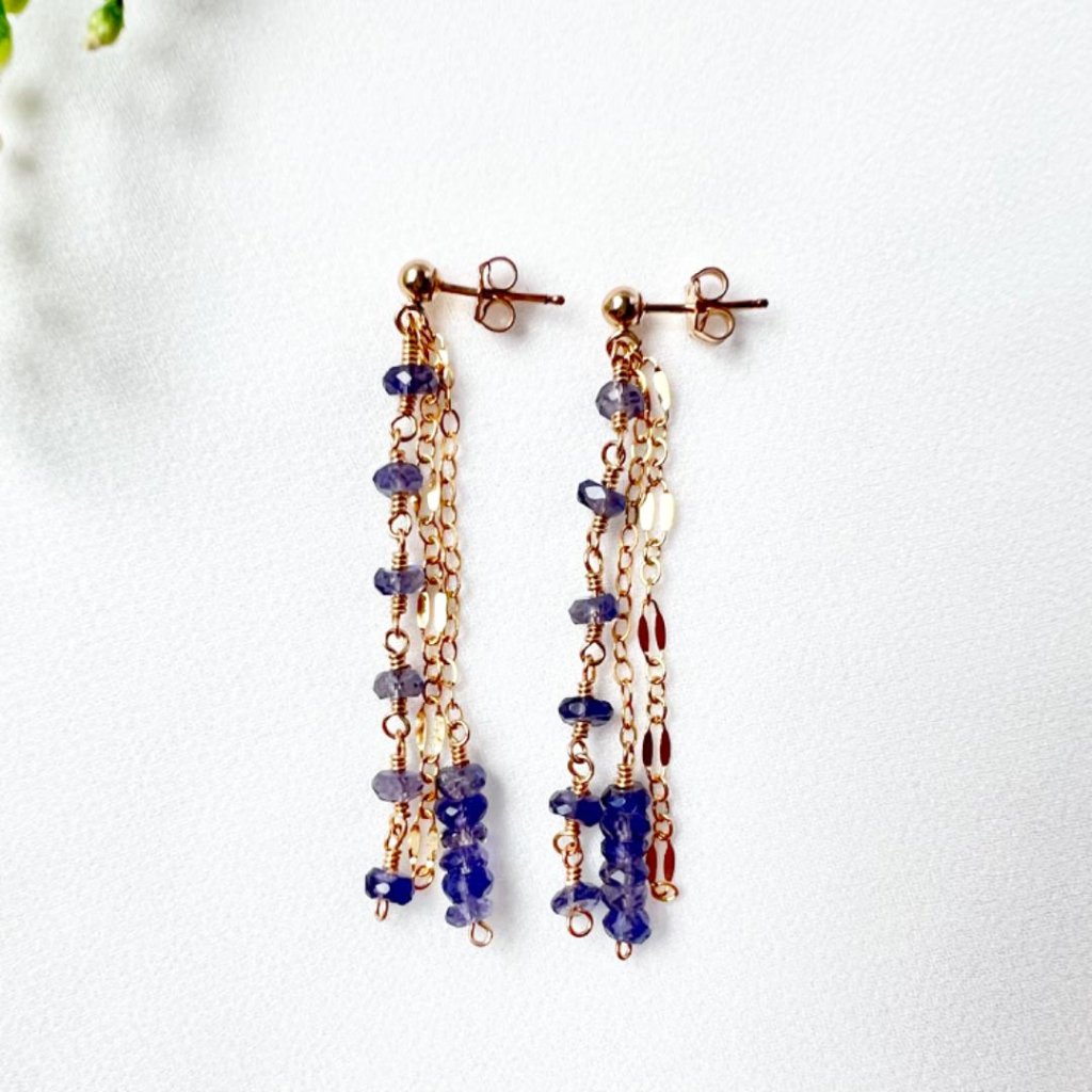 アイオライトの３連ピアス/イヤリングの画像