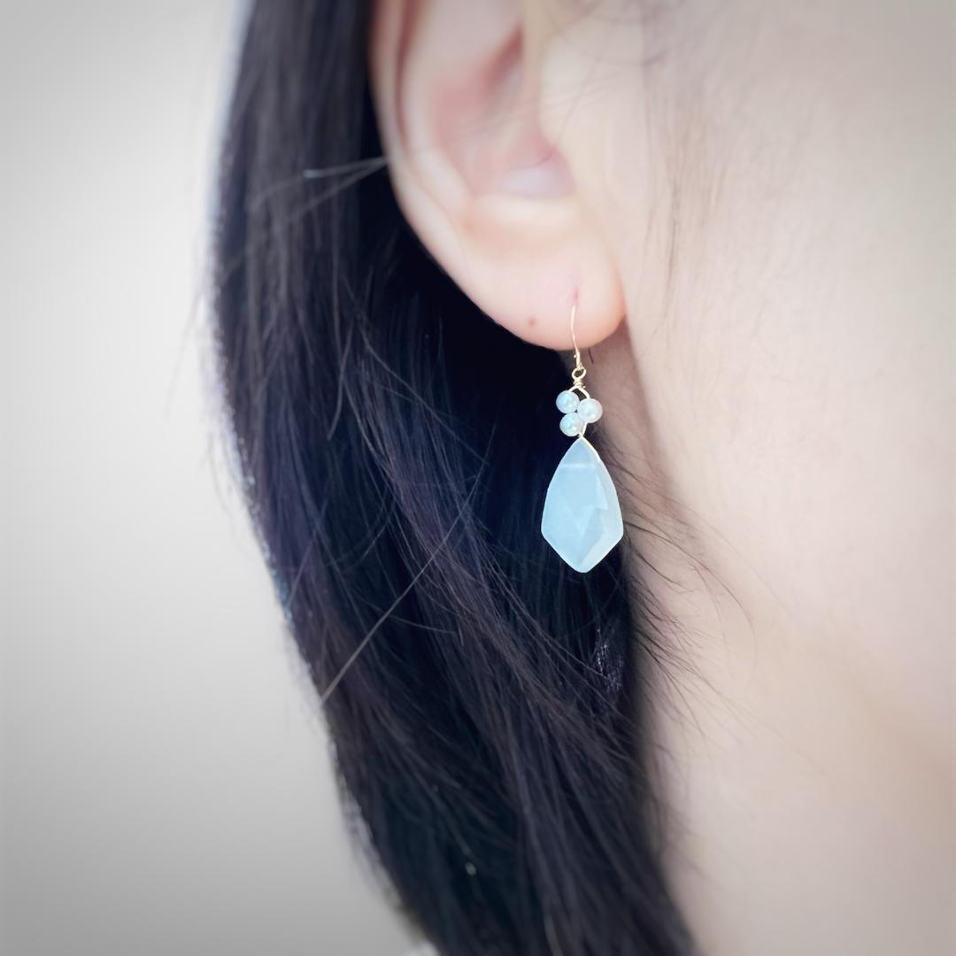 ムーンストーンと淡水パールのピアス・イヤリング＆ネックレス_14kgfの画像