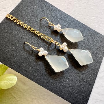 ムーンストーンと淡水パールのピアス・イヤリング＆ネックレス_14kgfの画像