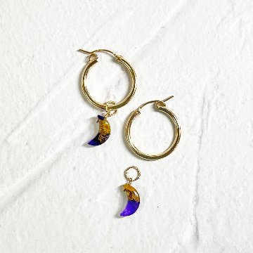 月形ペンダントヘッド・ネックレスチャーム「秋の夜」イエローパープルコッパー 14kgfの画像