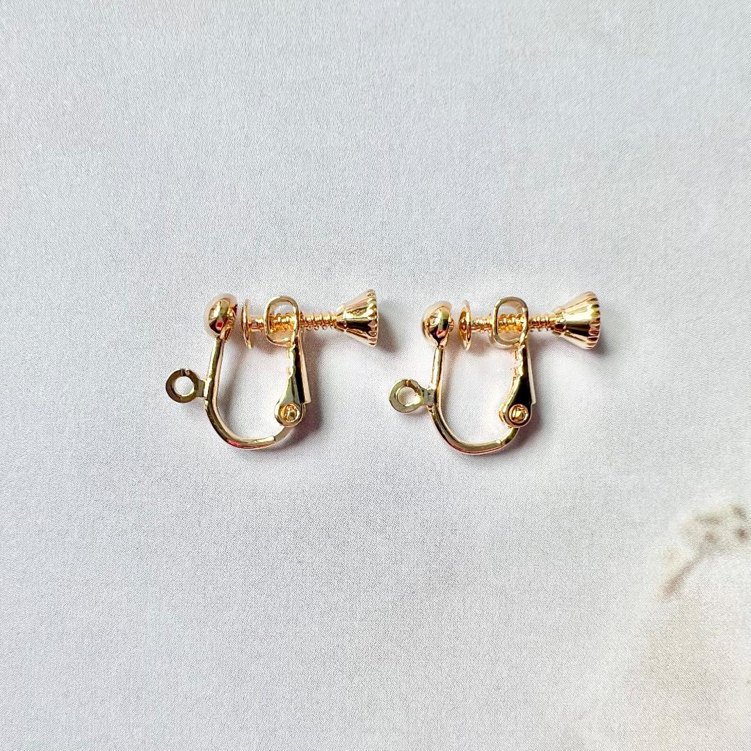 「秋の風」ロングペアシェイプのイヤリング/ピアス　イエローパープルコッパー 14kgfの画像