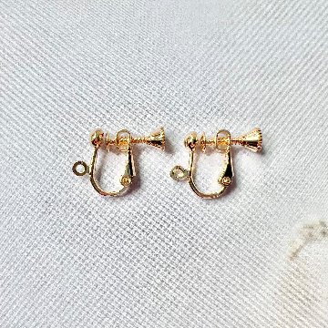 「秋の風」ロングペアシェイプのイヤリング/ピアス　イエローパープルコッパー 14kgfの画像