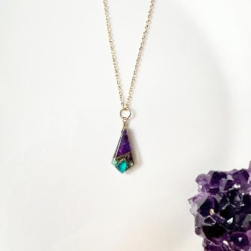 「風を受けて」カイトシェイプのペンダントヘッド　ブルーパープルコッパー 14kgfの画像