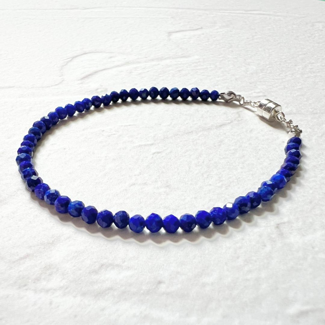 ラピスラズリの一連ブレスレット「その先へ」silver925の画像