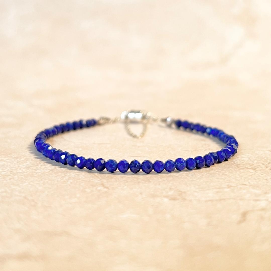 ラピスラズリの一連ブレスレット「その先へ」silver925の画像