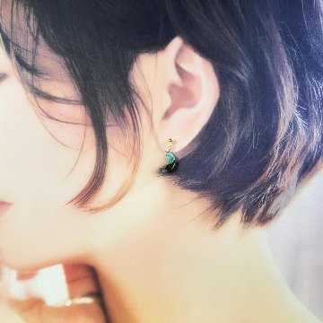 「月の表現」月形ピアス・イヤリング　アマゾナイトコッパー 14kgfの画像