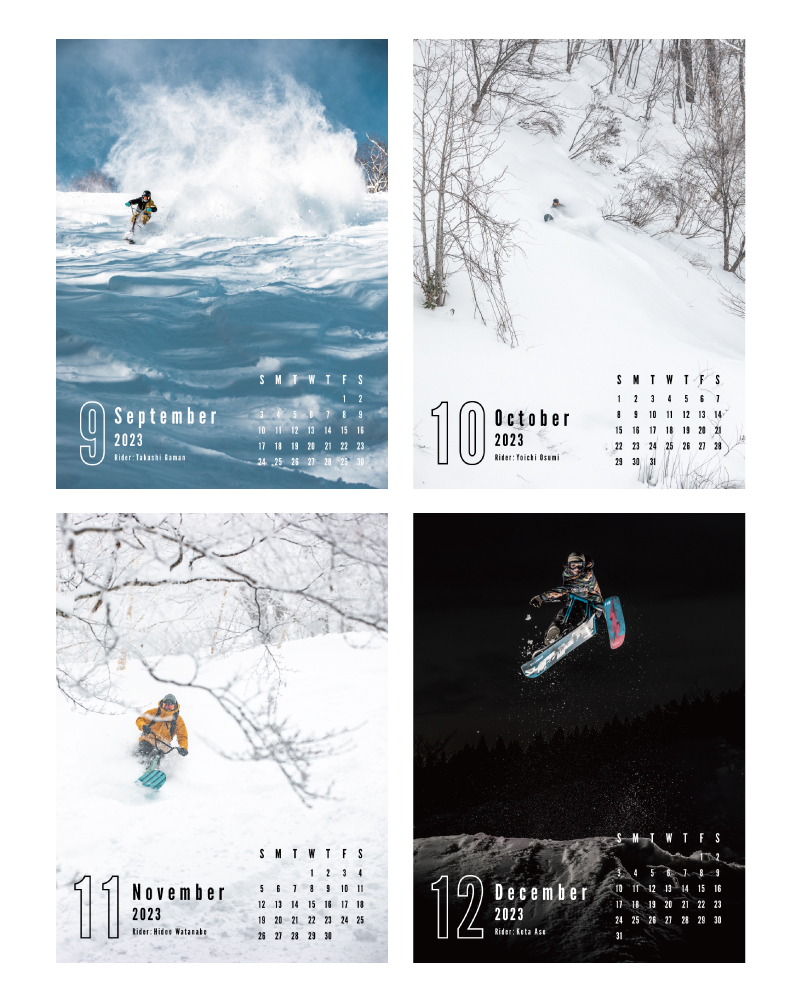 2023カレンダー SNOWSCOOT PHOTOS  BY NAOKI GAMAN 画像