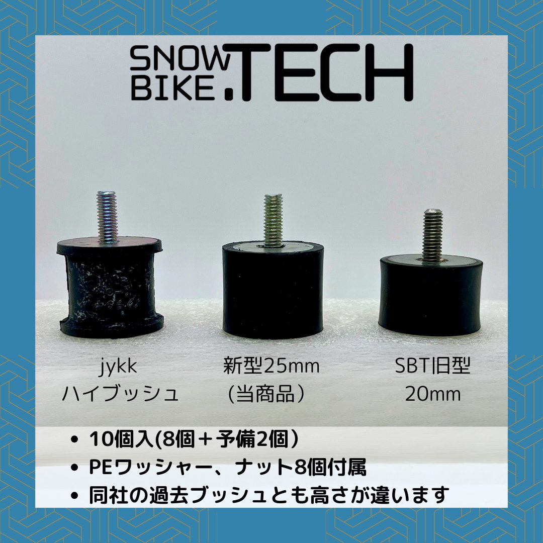 ボードアタッチメントセット 25mmハイト 1台分 8+スペア2個入 SNOWBIKE.TECH 非貫通ブッシュセット 画像