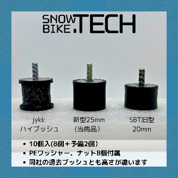 ボードアタッチメントセット 25mmハイト 1台分 8+スペア2個入 SNOWBIKE.TECH 非貫通ブッシュセット 画像