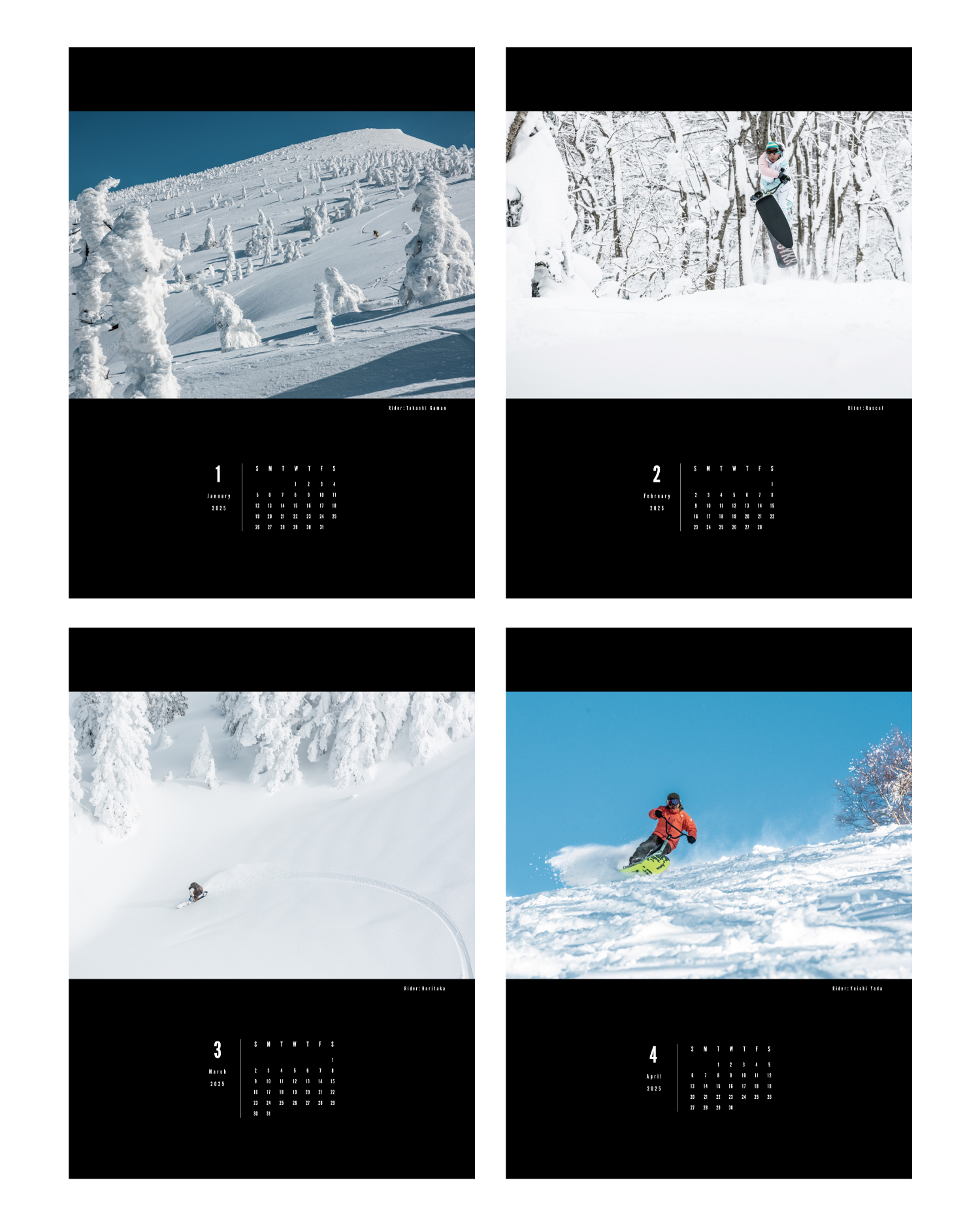 2025カレンダー SNOWSCOOT PHOTOS  BY NAOKI GAMAN の画像