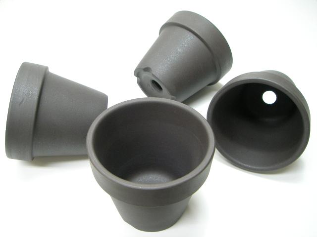 黒陶器鉢(黒朱温鉢/黒土)-2.5号(φ7.9×H7.1)※多少の欠けご容赦下さいの画像