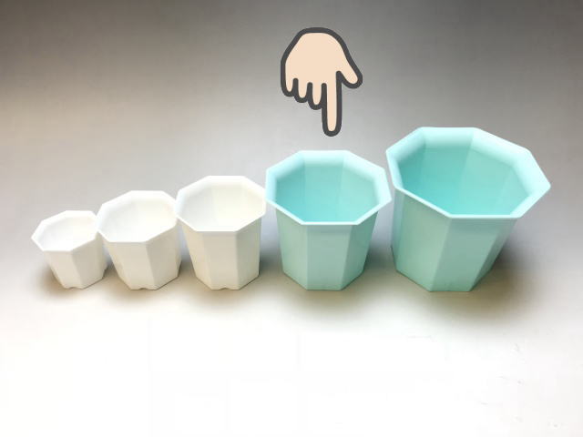 八角縁広プラ鉢(シャトル鉢)-3.5号-ウォーターブルー＊八角鉢の画像