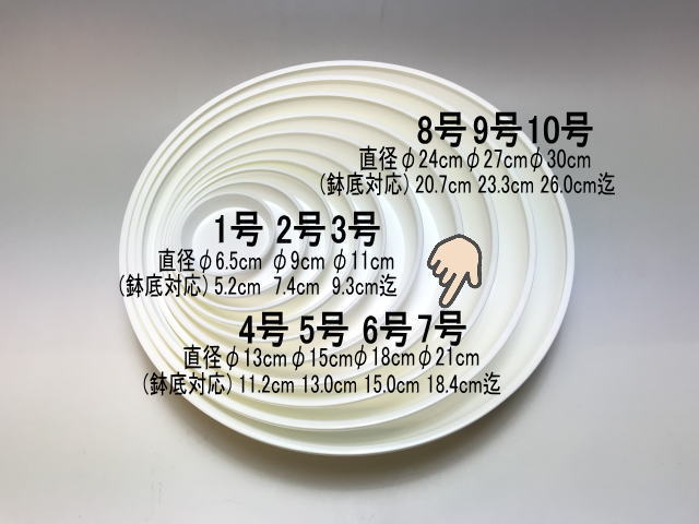 受皿-7号白(φ約21cm×高さ3.1cm)鉢皿※鉢底直径φ18.4cm迄の鉢がギリギリ入るサイズの画像
