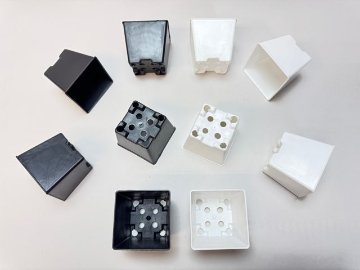 2号プラ鉢四角型-白色-ミニサイズ[w]の画像