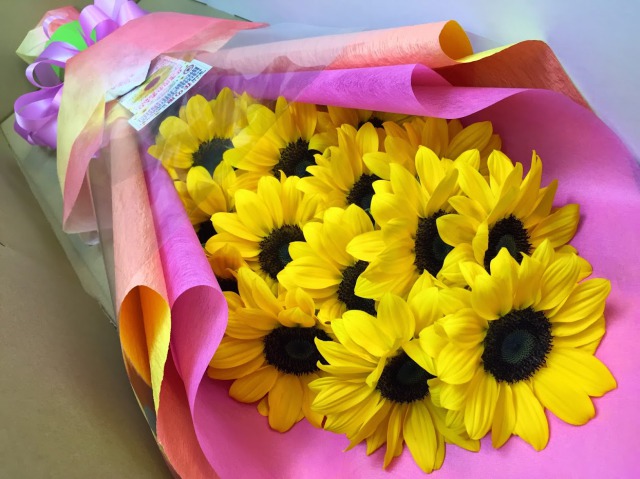 ひまわりの花束-15(生花大140規格)の画像