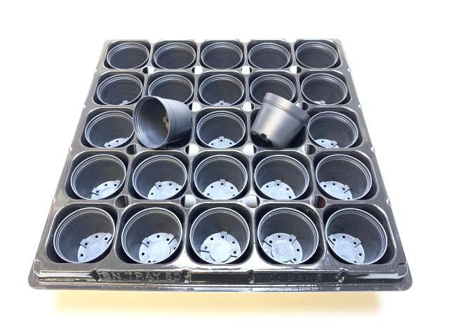 1.5号プラ鉢ぴったり整理トレイ-厚(ハード)＋1.5号プラ鉢-黒(トレイ1枚＋25鉢付きで1セット)の画像