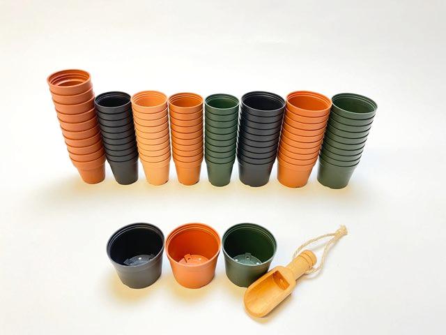 ミニプラ鉢1号5種＋1.5号3種各10鉢＋増量1.5号3鉢：計83鉢＋ミニスコップ付きお買い得セット品の画像