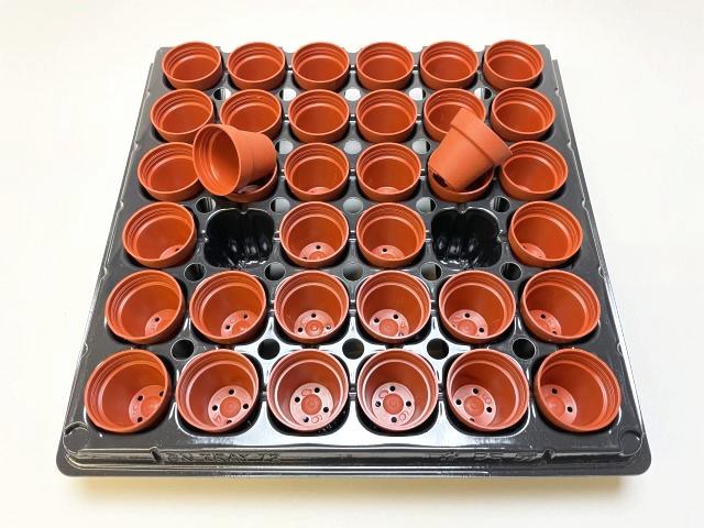 1号プラ鉢-赤茶-超ミニサイズ※きめ細やかなザラザラ梨地加工画像