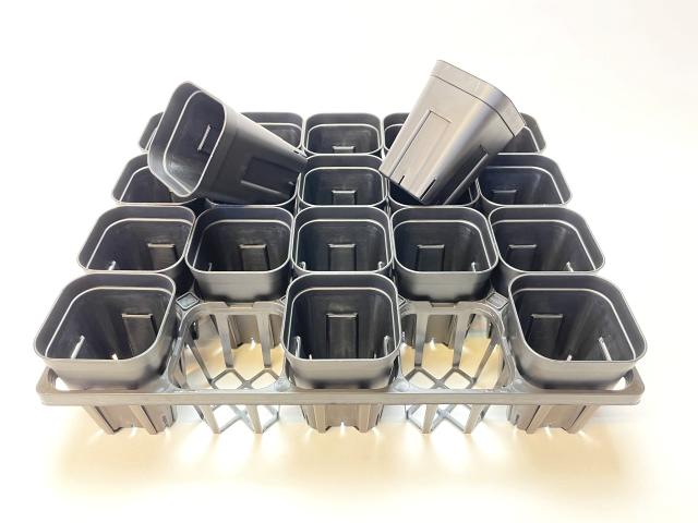 3.5号(10.5cm)ボット用/四角型枠黒トレイ大＋プレステラ深鉢105-黒★(トレイ1枚＋20鉢付きで1セット)[254GB]の画像