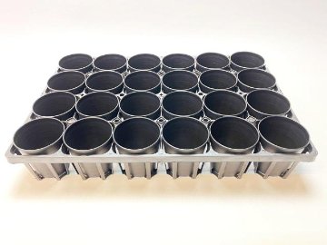 プレステラ90対応：四角型枠黒トレイ大＋陶器風プラ鉢セラアート長鉢-3号-黒(トレイ1枚＋24鉢付きで1セット)[254GB]画像