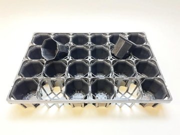 プレステラ90対応：四角型枠黒トレイ大＋八角縁広プラ鉢-2.5号-黒(トレイ1枚＋24鉢付きで1セット)[254GB]画像