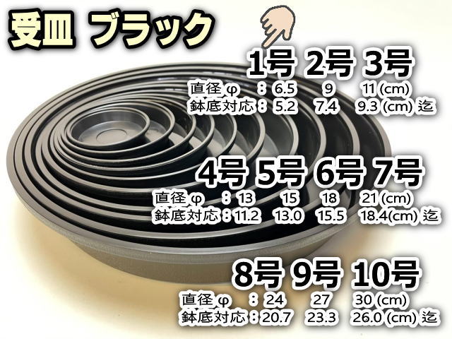 受皿-1号(ミニ)-黒[ブラック](φ約6.5cm×高さ1.4cm)鉢皿※鉢底直径φ5.2cm迄の鉢がギリギリ入るサイズ＊1枚売※黒で擦れ傷目立ちがちお許し下さいの画像