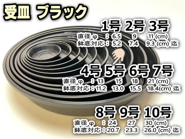 受皿-5号黒[ブラック](φ約15cm×高さ2.4cm)鉢皿※鉢底直径φ13.0cm迄の鉢がギリギリ入るサイズ＊1枚売※黒で擦れ傷目立ちがちお許し下さいの画像