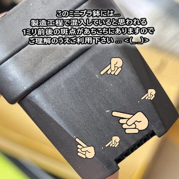 1.7号四角(スクエア)■高機能ミニプラ鉢-黒[四角60型](一辺5(対角6.2)×鉢底4×高さ5cm)※鉢底の通気・排水重視！＊1ミリ前後の白斑点有[黒-超ミニスリット]の画像