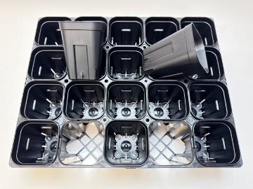プレステラ深鉢専用★-105対応四角枠トレイ：20鉢用(黒)＋プレステラ深鉢105-黒★(トレイ1枚＋20鉢付きで1セット)[254GB]の画像