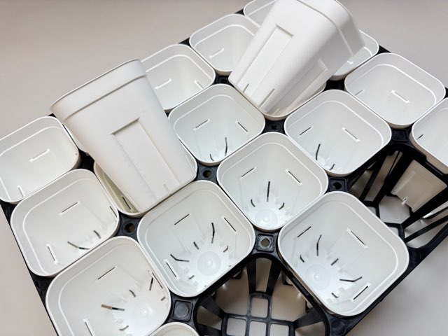 プレステラ深鉢専用★-105対応四角枠トレイ：20鉢用(黒)＋プレステラ深鉢105-白☆(トレイ1枚＋20鉢付きで1セット)[254GW]の画像