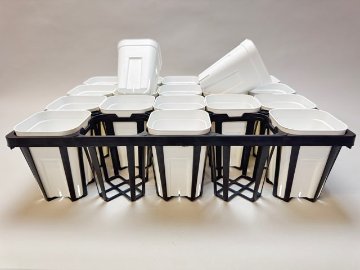 プレステラ深鉢専用★-105対応四角枠トレイ：20鉢用(黒)＋プレステラ深鉢105-白☆(トレイ1枚＋20鉢付きで1セット)[254GW]の画像