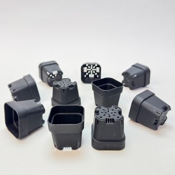 黒＊1.3号四角(一辺4cmスリット鉢で最小スクエア)極小ミニスリット浅型鉢45型-黒★ぶ厚い高機能ミニプラ鉢※鉢底の通気・排水重視※擦傷テカリあり＊1号・1.3号鉢対応トレイあり※プレステラ系の画像