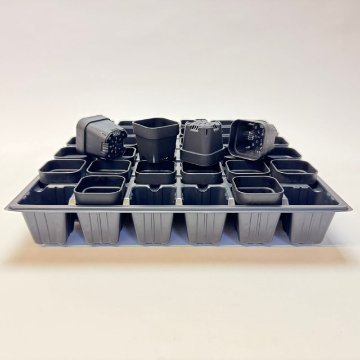 1号プラ鉢ぴったり整理トレイ：深型-薄(ソフト)＋1.3号四角極小ミニスリット浅型鉢45型-黒(トレイ1枚＋36鉢付きで1セット)の画像