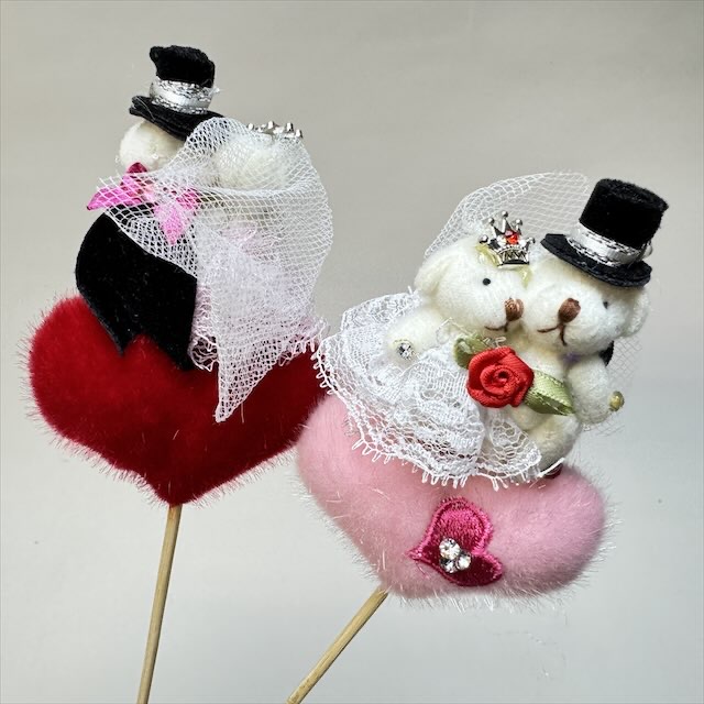 ベアーピック：ブライダルセット(♂♀)くっつきタイプ-ハート型の画像