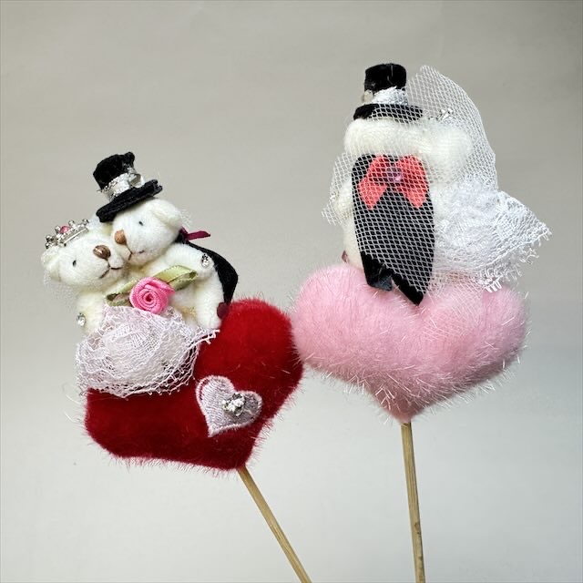 ベアーピック：ブライダルセット(♂♀)くっつきタイプ-ハート型の画像