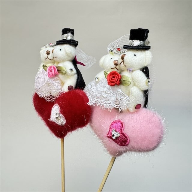 ベアーピック：ブライダルセット(♂♀)くっつきタイプ-ハート型の画像