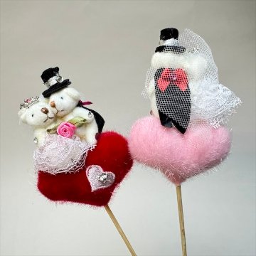 ベアーピック：ブライダルセット(♂♀)くっつきタイプ-ハート型の画像