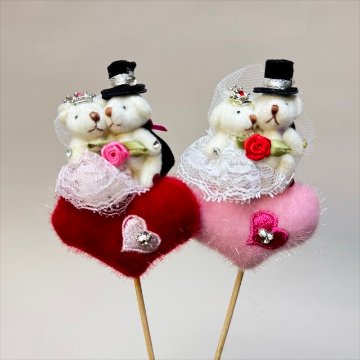 ベアーピック：ブライダルセット(♂♀)くっつきタイプ-ハート型の画像