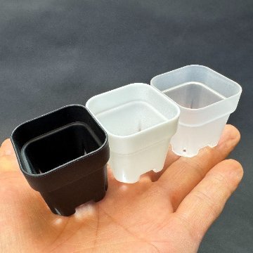 半透明＊1.3号四角(一辺4cmスリット鉢で最小スクエア)極小ミニスリット浅型鉢45型-半透明(クリアー)ぶ厚い高機能ミニプラ鉢※鉢底の通気・排水重視＊1号・1.3号鉢対応トレイあり※プレステラ系の画像